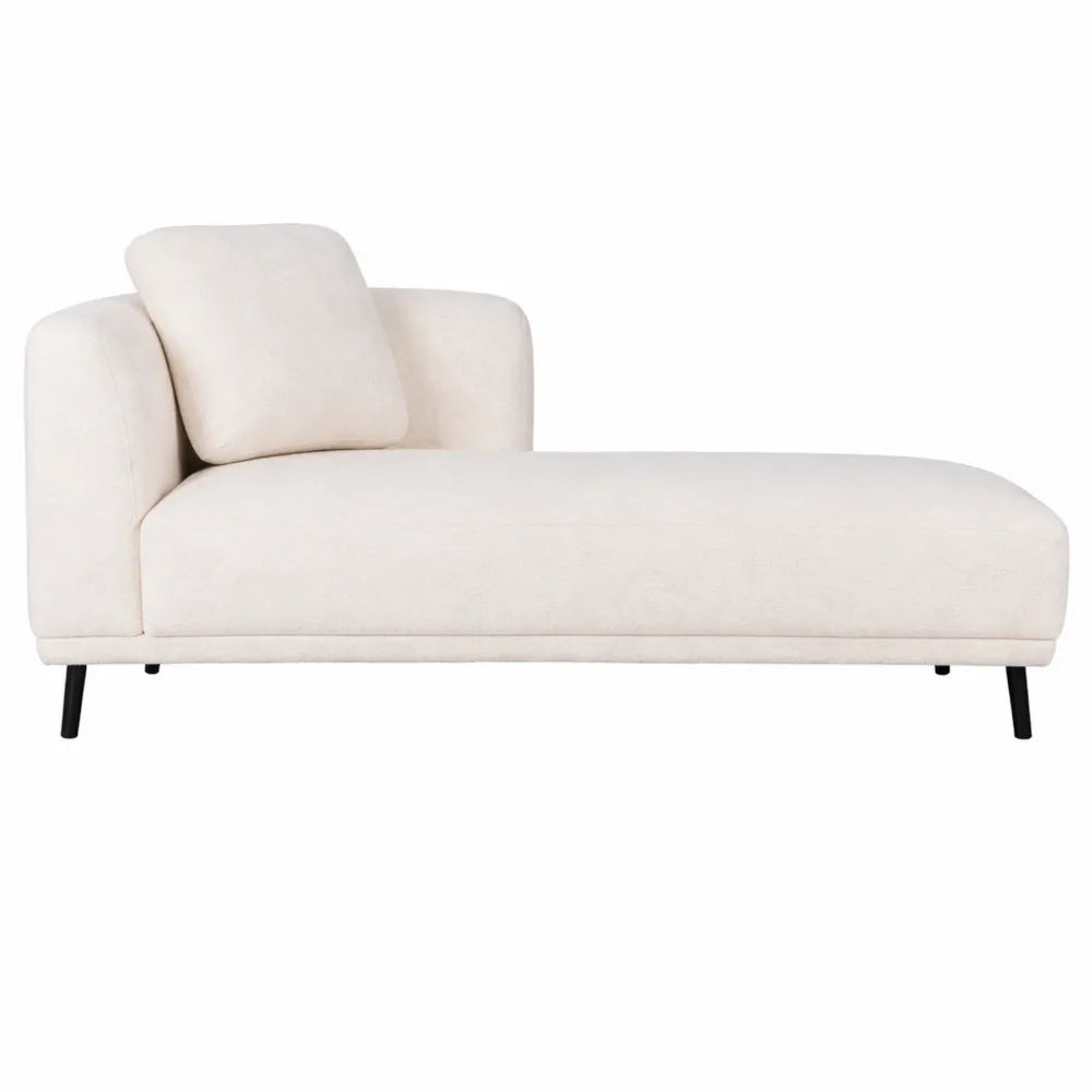 Canapé d'Angle Droit avec Méridienne en Tissu Bouclé Blanc