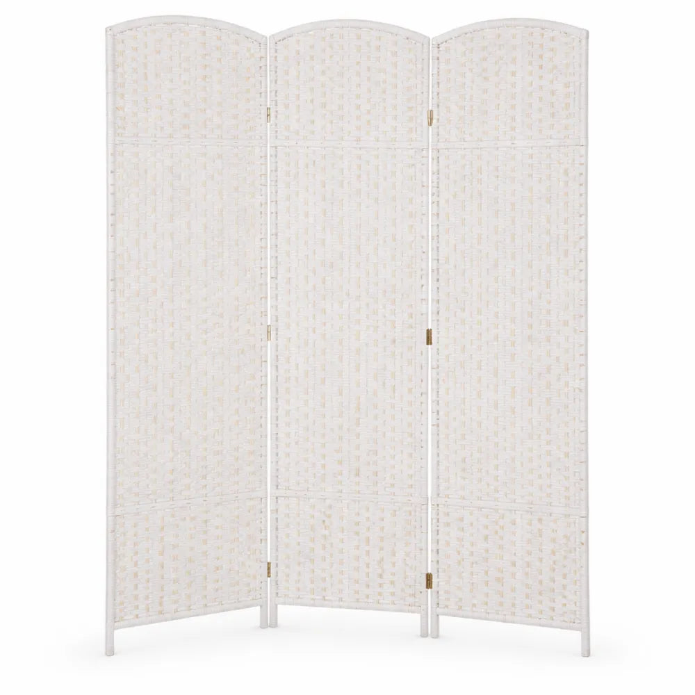 Paravent Pliable en Bois et Papier, 3 Panneaux, 170 x 120 cm, Blanc
