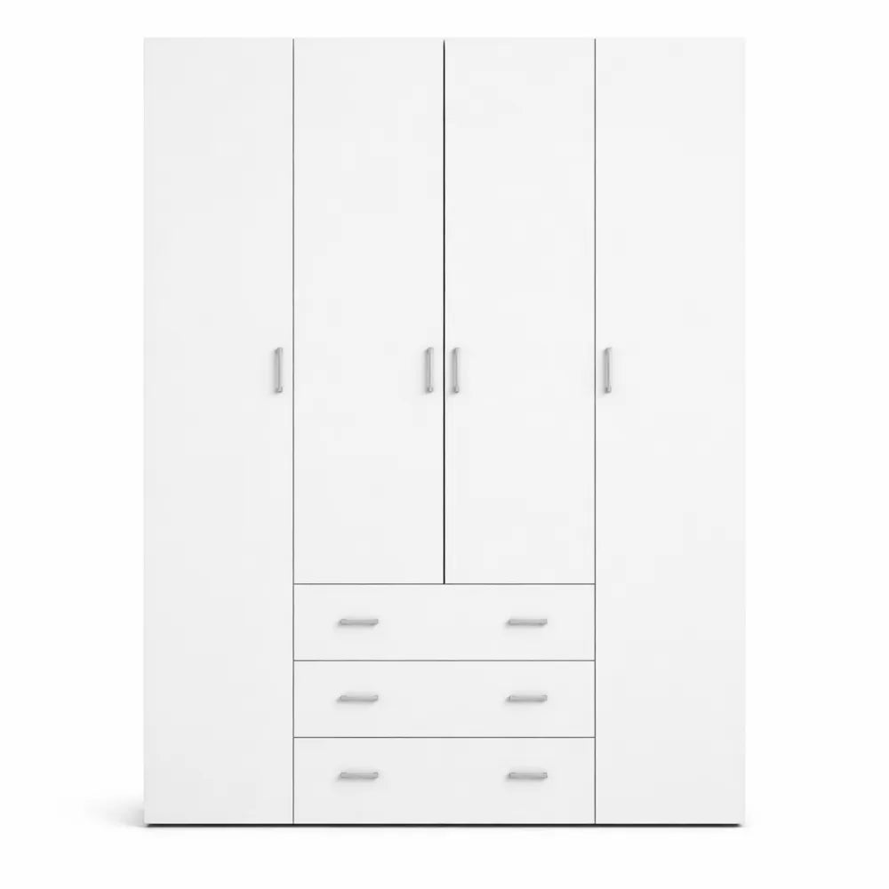 Armoire Moderne 4 Portes et 3 Tiroirs Blanc