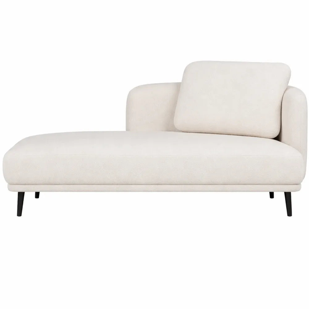 Canapé d'Angle avec Méridienne en Tissu Bouclé Blanc Cassé