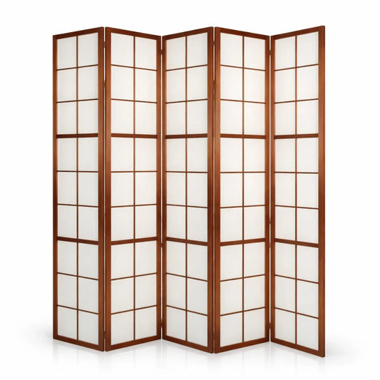 Écran Shoji Japonais en Bois Brun à 6 Panneaux