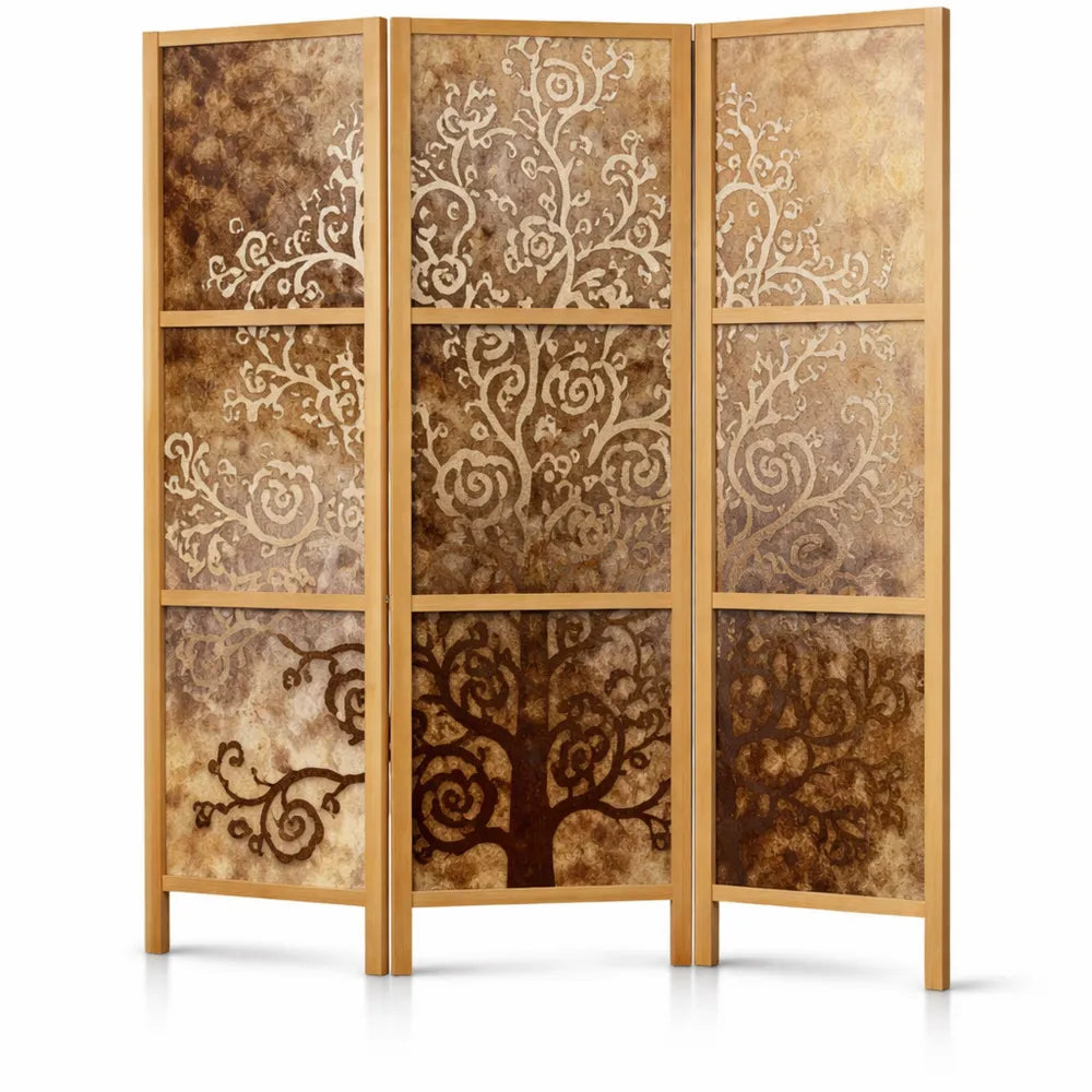 Cloison Décorative Intérieure 135x172 cm en Bois et Toile Imprimée