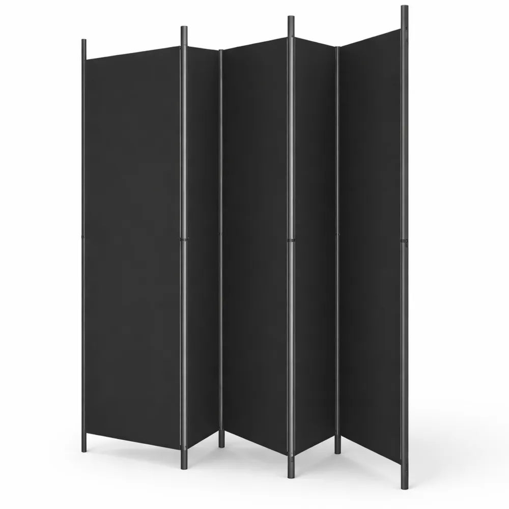 Paravent d'Intérieur en Tissu Noir 5 Panneaux 250x220 cm