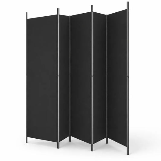 Paravent d'Intérieur en Tissu Noir 5 Panneaux 250x220 cm